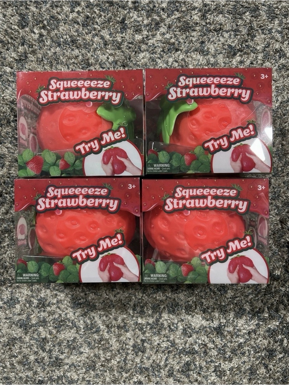 Lot Of 4 - Sunny Days Jumbo Squeezy Strawberry Squishy Sensory Toy VIRAL